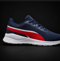 PUMA FLEXRUN SPORTS SHOES – NAVY BLUE & RED PERFORMANCE SNEAKERS