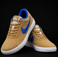 NIKE SB HERITAGE VULC PREMIUM SUEDE SNEAKERS – CAMEL BROWN & ROYAL BLUE